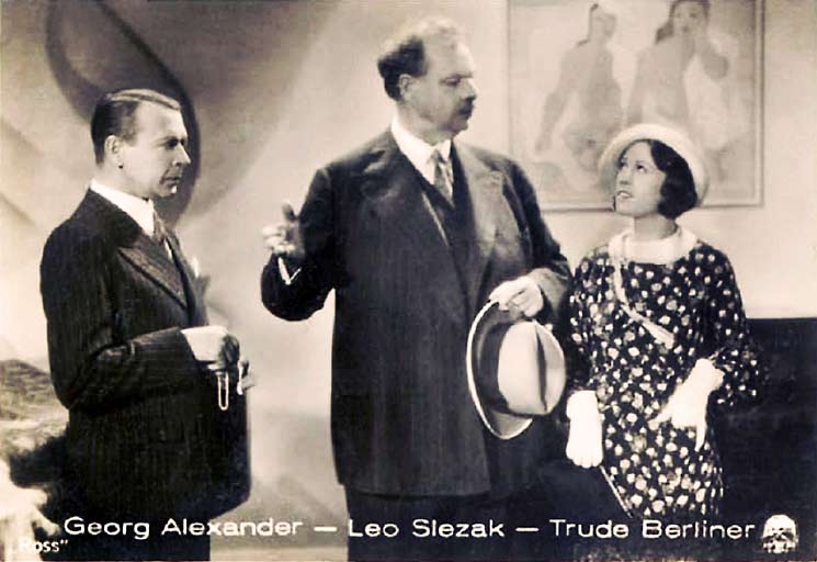 Leo Slézak as Uncle Dan, with Georg and Molly.  His hand gesture would suggest he is taking on the role of matchmaker.