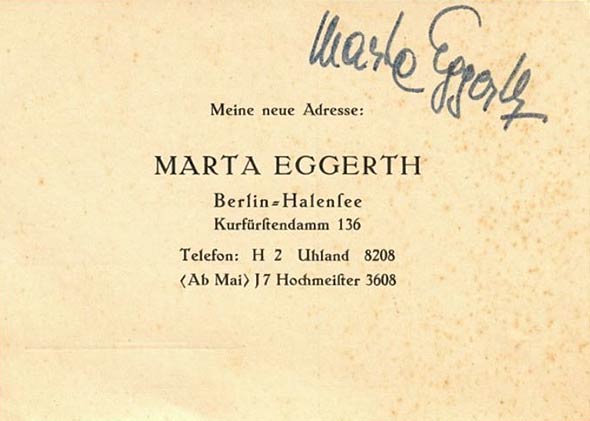 Marta's address at Kurfrstendamm 1933